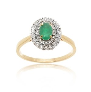 Zlatý prsten se smaragdem a diamanty L'amour Diamonds RR538EMY15 + dárek zdarma