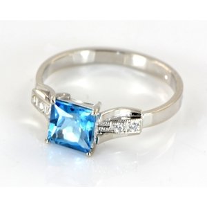Zlatý prsten s topazem a diamanty 0034
