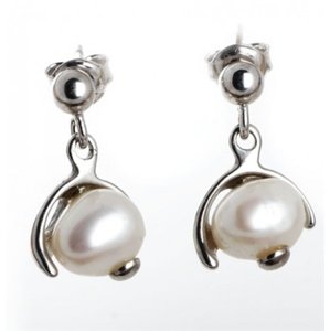Stříbrné náušnice s bílými perlami stnau0301f