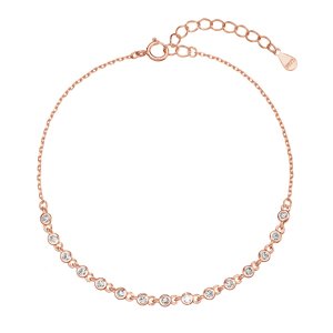 Pozlacený stříbrný Rose Gold náramek s malými zirkony 13031.1 crystal