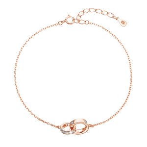 Pozlacený stříbrný Rose Gold náramek kroužky se zirkony 13032.1 crystal