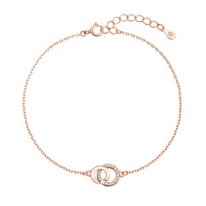 Pozlacený stříbrný Rose Gold náramek kroužky se zirkony 13033.1 crystal