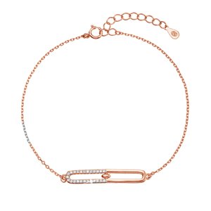 Pozlacený stříbrný Rose Gold náramek s oválkem se zirkony 13034.1 crystal