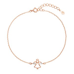Pozlacený stříbrný Rose Gold náramek andělíček se zirkony 13028.1 crystal