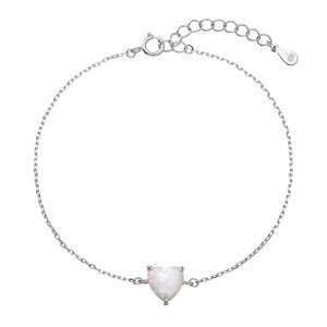 Stříbrný náramek se syntetickým opálem bílé srdce 13088.1 white