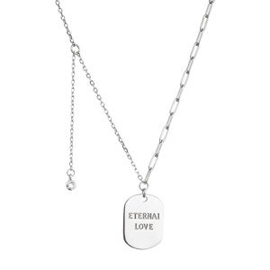 Stříbrný náhrdelník placička ETERNAL LOVE a přívěsek s mini zirkonkem 12070.1