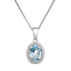 Stříbrný náhrdelník s pravým Sky blue topazem 12086.3