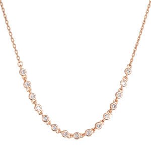 Pozlacený stříbrný Rose Gold náhrdelník s malými zirkony 12094.1 crystal