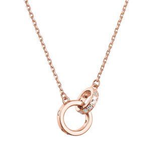 Pozlacený stříbrný Rose Gold náhrdelník kroužky se zirkony 12095.1 crystal