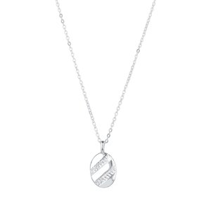 Stříbrný náhrdelník ovál se zirkony 12102.1 crystal