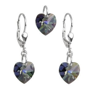Sada šperků s krystaly Swarovski náušnice a přívěsek šedá srdce 39003.4