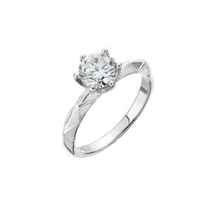 Stříbrný prsten MIA s ornamentem 15M00005 moissanite Velikost: 59 (průměr 18,8 mm)
