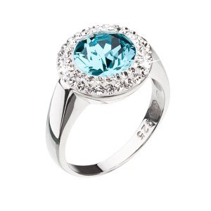 Stříbrný prsten s krystaly Swarovski tyrkysový kulatý 35026.3 Velikost: 52 (průměr 16,6 mm)