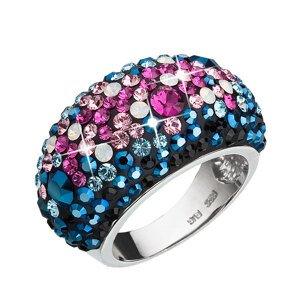 Stříbrný prsten s krystaly Swarovski mix barev modrá růžová 35028.4 Velikost: 62 (průměr 19,7 mm)