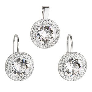 Sada šperků s krystaly Swarovski náušnice a přívěsek bílé kulaté 39107.1