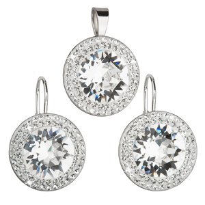 Sada šperků s krystaly Swarovski náušnice a přívěsek bílé kulaté 39108.1