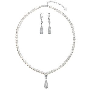Sada šperků se syntetickými perlami a krystaly Swarovski náušnice a přívěsek bílá slza 39121.1