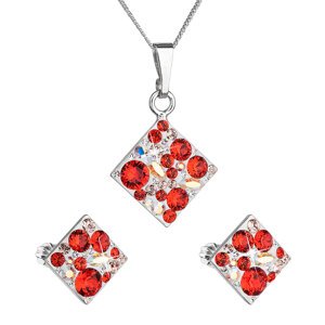 Sada šperků s krystaly Swarovski náušnice, řetízek a přívěsek červený kosočtverec 39126.3