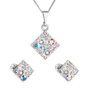 Sada šperků s krystaly Swarovski náušnice, řetízek a přívěsek ab efekt kosočtverec 39126.2
