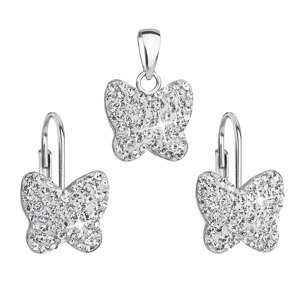 Sada šperků s krystaly Preciosa náušnice a přívěsek bílý motýl 39144.1 crystal