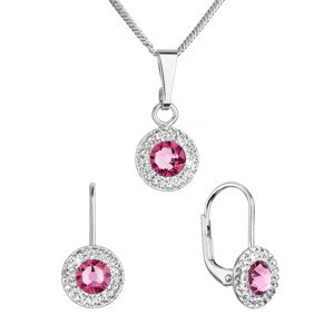 Sada šperků s krystaly Swarovski náušnice a přívěsek růžové kulaté 39109.3 rose