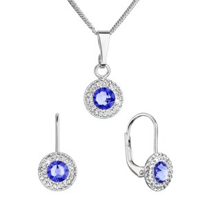 Sada šperků s krystaly Swarovski náušnice a přívěsek modré kulaté 39109.3 sapphire