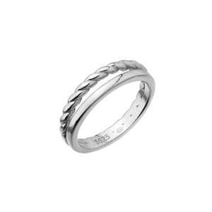 Stříbrný dvojitý prsten 65021 Velikost: 52 (průměr 16,6 mm)