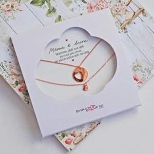 Sada náhrdelníků růžově zlacených se srdíčky Máma & dcera OB37 gold rose