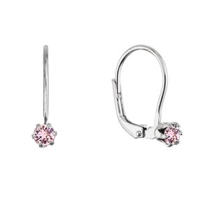 Stříbrné visací náušnice s Preciosa krystalem 31322.3 lt. rose