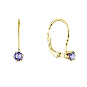 Pozlacené visací náušnice s Preciosa krystalem 31322.3 tanzanite