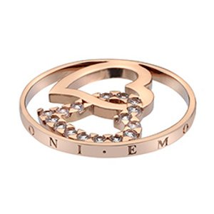 Přívěsek Hot Diamonds Emozioni Double Heart Rose Gold Coin EC292 Průměr 25 mm