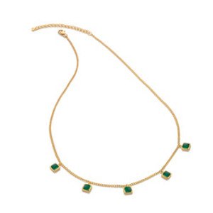 Pozlacený náhrdelník Hot Diamonds X Gemstones Square DN183