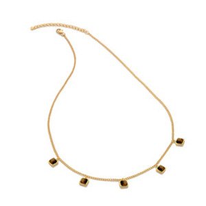 Pozlacený náhrdelník Hot Diamonds X Gemstones Square DN184