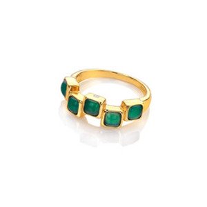 Pozlacený prsten Hot Diamonds X Gemstones Square DR268 Obvod 51 mm