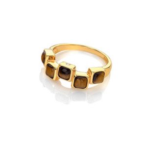 Pozlacený prsten Hot Diamonds X Gemstones Square DR269 Obvod 54 mm
