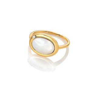 Pozlacený prsten Hot Diamonds X Gemstones Oval DR270 Obvod 51 mm